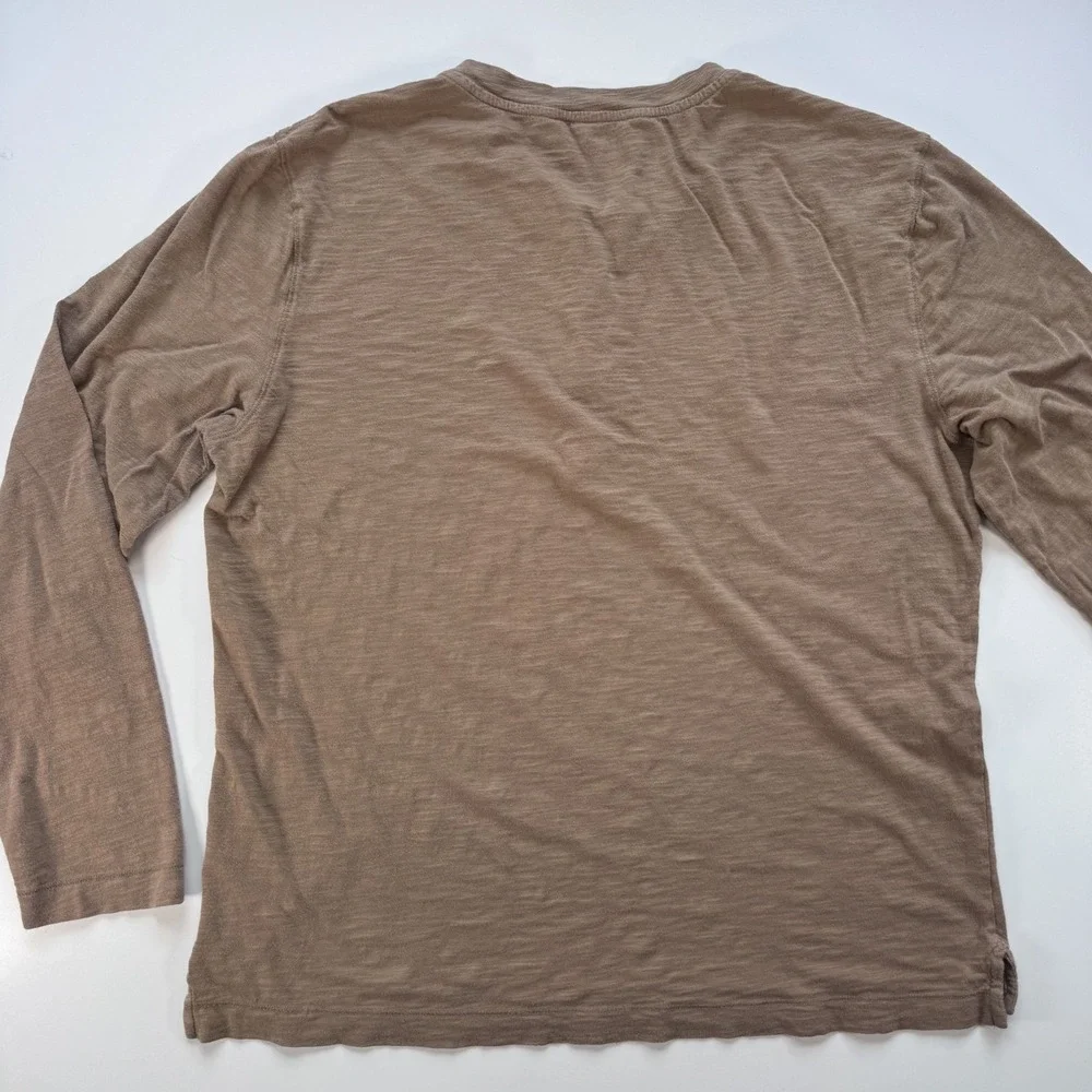 BANANA REPUBLIC Organic Cotton Long Sleeve Henley Mens Large Brown Soft